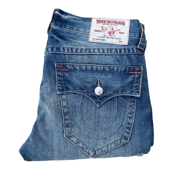 True Religion Jeans Size 34 SLIM Blue - Picture 2 of 9